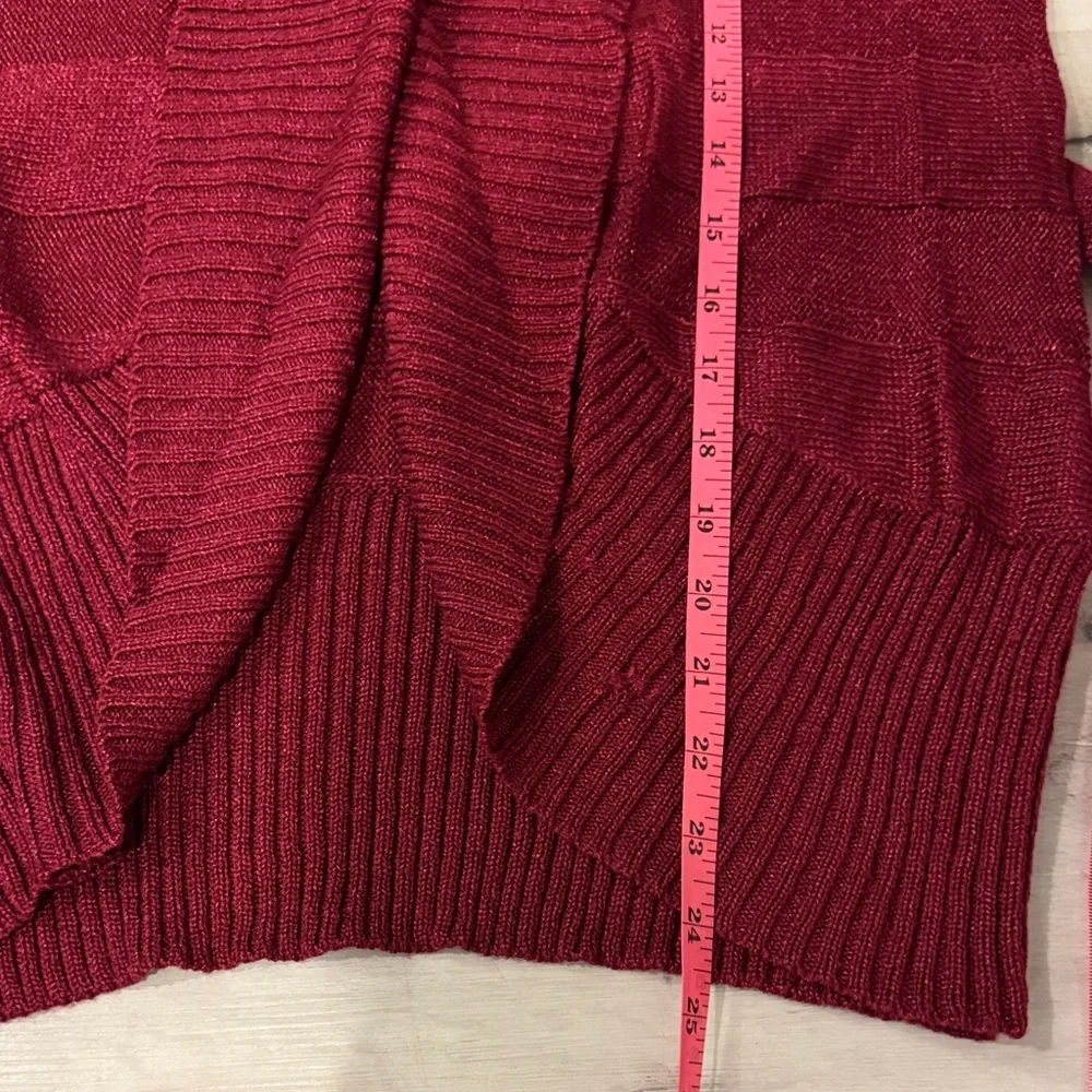 The Limited Burgundy Cardigan Sweater with belt, few small pulls. - Picture 6 of 11